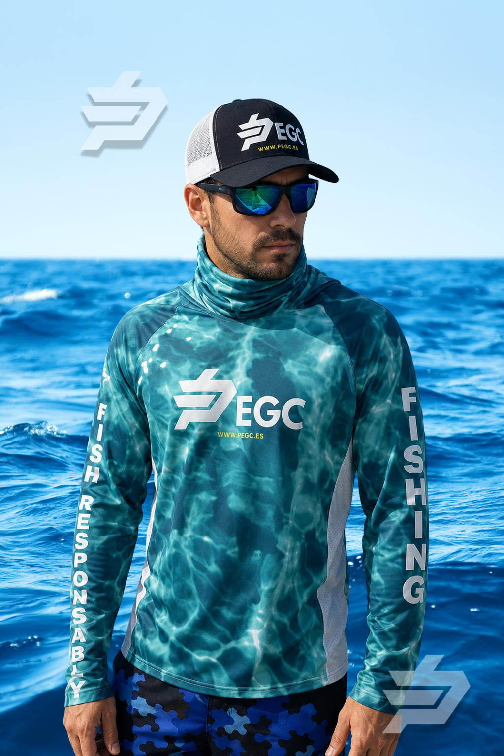 Camiseta Técnica PEGC Aqua Camo con Capucha